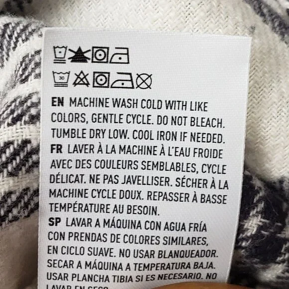 American Eagle Flannel Crop Shirt Women's Medium Black & Cream Plaid Western NWT - Picture 10 of 16